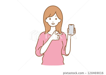 指向智能手機的婦女 128469016