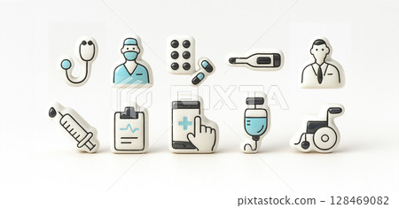 Medical related icon set 128469082