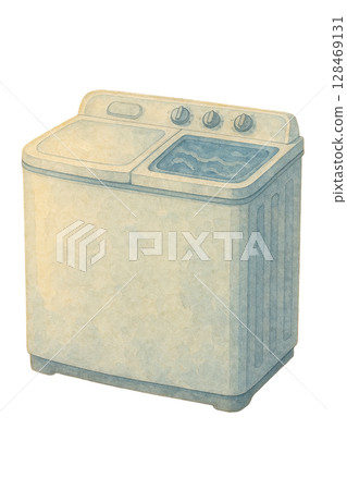 Cutout of a two-tub washing machine 128469131