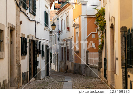 Charming Narrow Street in Cascais, Portugal Filled Charming Narrow Street in Cascais, Portugal Filled 128469185