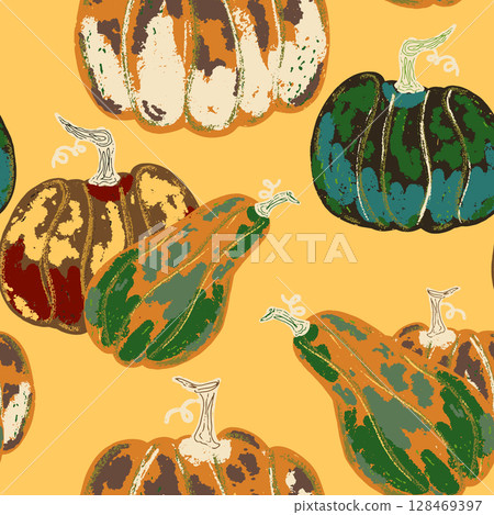 seamless pattern with pumpkins 128469397