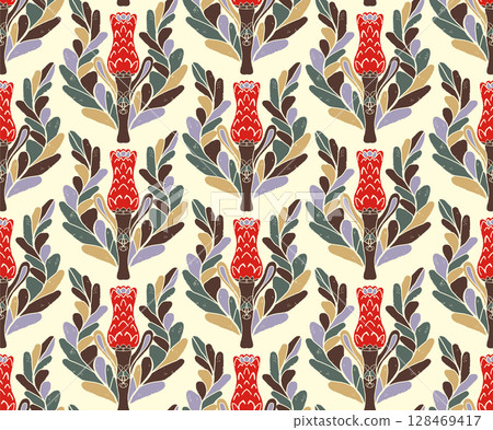 watercolor seamless pattern with tree branches watercolor seamless pattern with tree branches 128469417