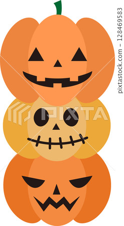 Illustration material of three-tiered Halloween pumpkin 128469583