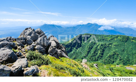 Climbing Mt. Myoko in summer (view of Mt. Kurohime and Mt. Takatsuma from the summit of the southern peak) Climbing Mt. Myoko in summer (view of Mt. Kurohime and Mt. Takatsuma from the summit of the southern peak) 128470082
