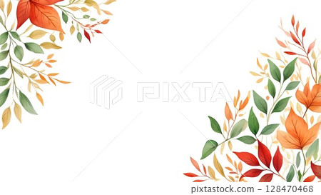 秋葉主題手繪框架 | 植物清新 128470468