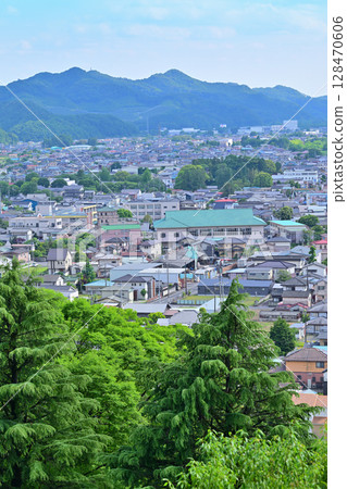 從瞭望台眺望的片山公園 栃木縣佐野市街景 128470606