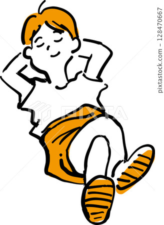 一個男孩躺下來放鬆的插圖 128470667