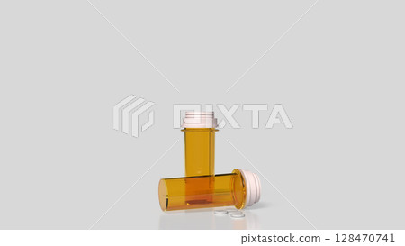 The Drug bottle on white background for Medical or health concept 3d Rendering. 128470741