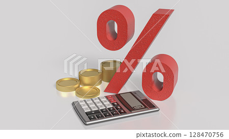 The Percent and calculator for Business concept 3d Rendering. The Percent and calculator for Business concept 3d Rendering. 128470756