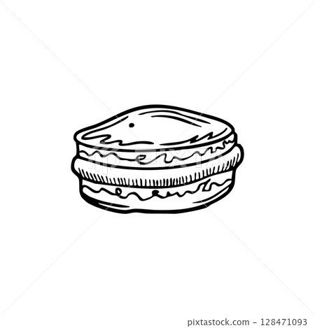 Macarons cake line icon. Round macaron outline vector icon. Symbol, logo illustration. Vector graphics 128471093