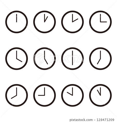 Set of 12 simple clock icons 128471209