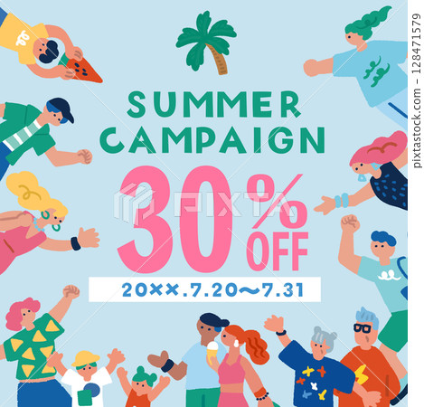 夏季夏季活動夏季促銷廣告橫幅設計 128471579