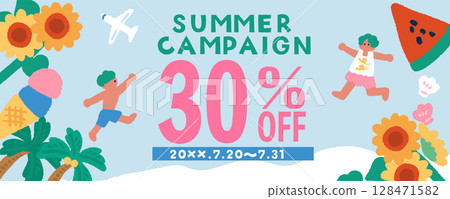 夏季夏季活動夏季促銷廣告橫幅設計 128471582