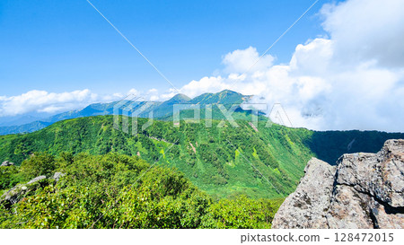 夏季攀登妙高山（從北峰頂眺望燒山、火內山） 128472015