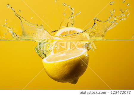 Lemon falling into the water 128472077