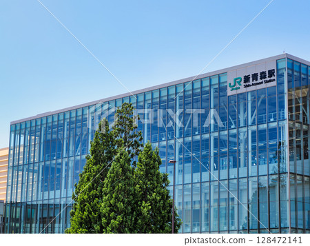 Beautiful clear blue sky at Shin-Aomori Station (summer) East exit, Aomori City, Aomori Prefecture 128472141