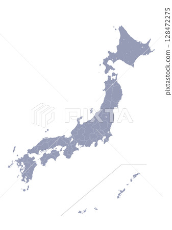 Map of the Japanese archipelago in grey from a world map (Map of Japan) 128472275