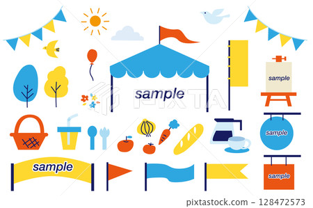 Simple Marche Decoration Illustration Set 128472573