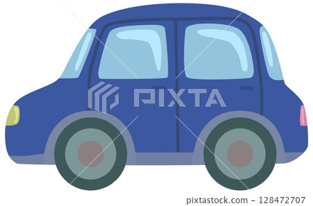 藍色汽車插畫向量素材 128472707