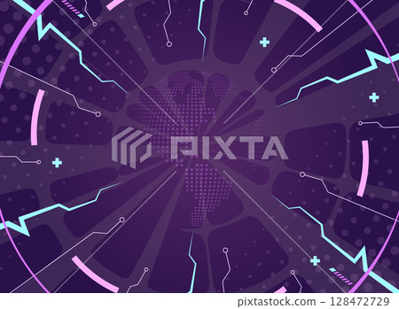 Futuristic technology, world map, big data background 128472729