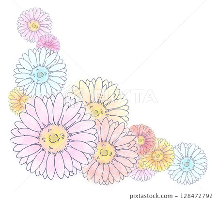 Gerbera watercolor colorful for corners 128472792