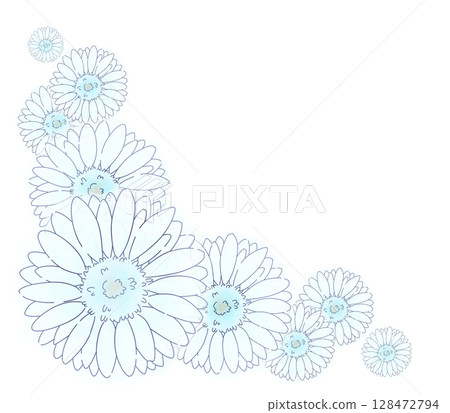角落的白色水彩非洲菊 128472794