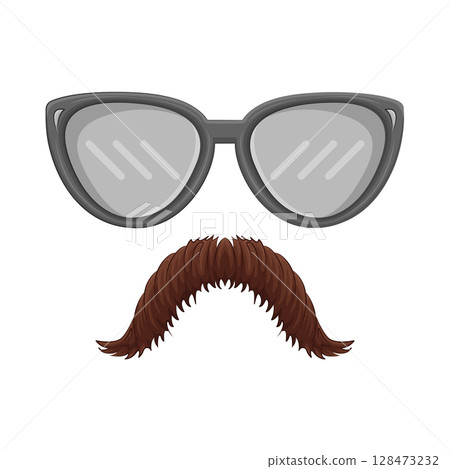 Illustration of Mustache and Glasses Illustration of Mustache and Glasses 128473232