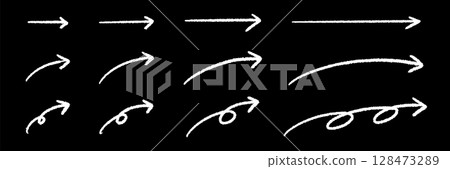 Hand-drawn arrow material, stylish pen scribbles, various lengths set, white Hand-drawn arrow material, stylish pen scribbles, various lengths set, white 128473289