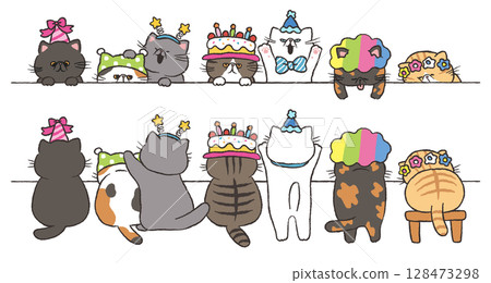 貓（異國短毛貓）邊框套裝/派對 128473298