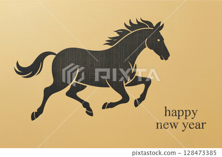 奔馬新年賀卡材料2026馬年生成AI 128473385