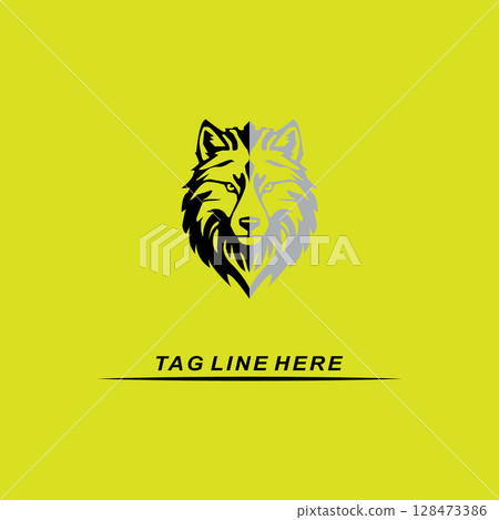 simple wolf head logo design 128473386