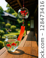 有風鈴和金魚缸的夏日風景 128473416