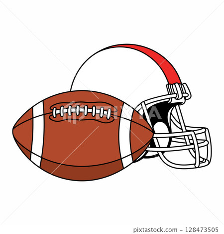 American Football and Helmet Illustration 128473505