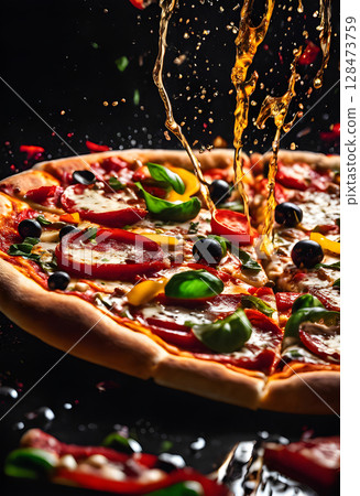 The Authentic Glow: Perfect Pizza, Perfect Setting The Authentic Glow: Perfect Pizza, Perfect Setting 128473759