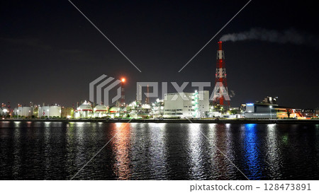 Yokkaichi Complex Factory Night view Yokkaichi Complex Factory Night view 128473891