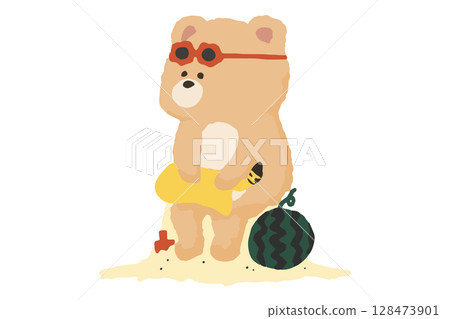 Summer! Saxophone-playing Bear Brass Band 128473901