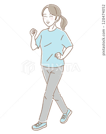 中年婦女在散步 128474052