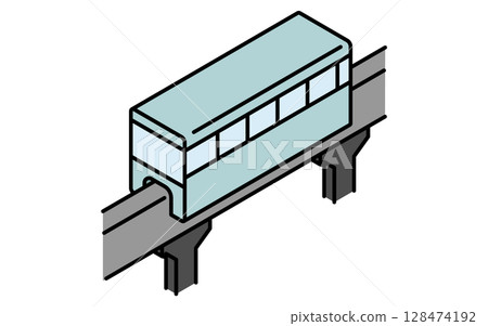 車輛圖標，簡單可愛的跨座單軌等距線圖標 128474192