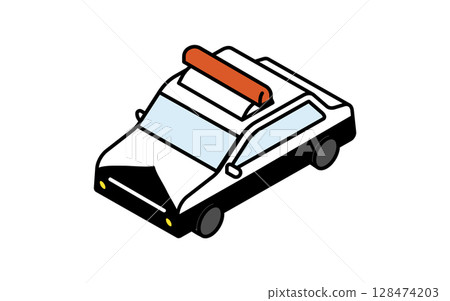 車輛圖標，日本警車的簡單可愛的等距線圖標 128474203