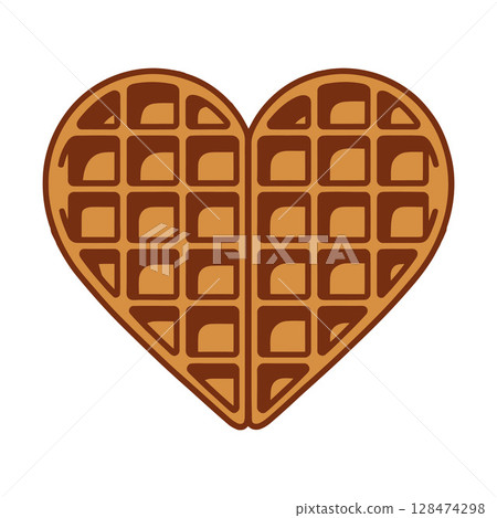 Heart-Shaped Waffle with Grid Pattern Heart-Shaped Waffle with Grid Pattern 128474298