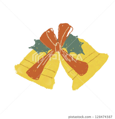 Christmas bells with ribbon and holly 128474387