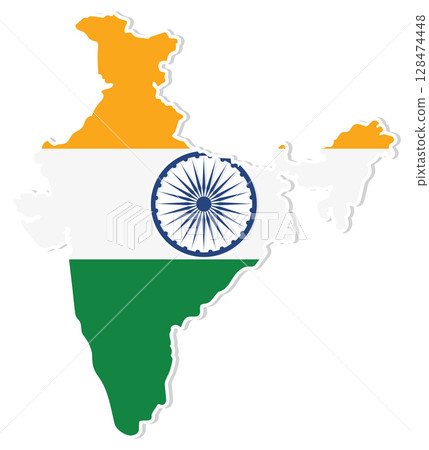 India Map with National Flag Colors India Map with National Flag Colors 128474448
