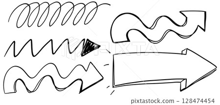 Dynamic Arrow Doodle Vector Illustration 128474454