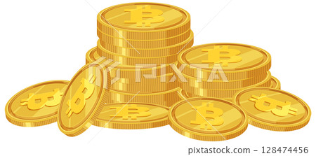 Stack of Bitcoin Cryptocurrency Coins 128474456