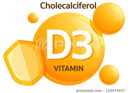 Vitamin D3 Cholecalciferol Supplement Vector Illustration Vitamin D3 Cholecalciferol Supplement Vector Illustration 128474457
