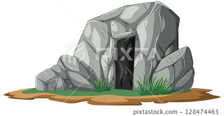 Stone Cave Entrance Illustration Stone Cave Entrance Illustration 128474463