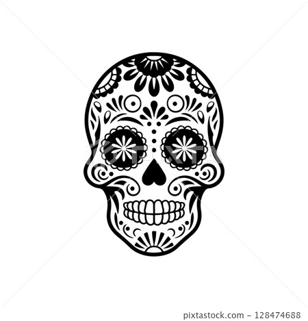 Dia de Muertos Silhouette Skull vector 128474688