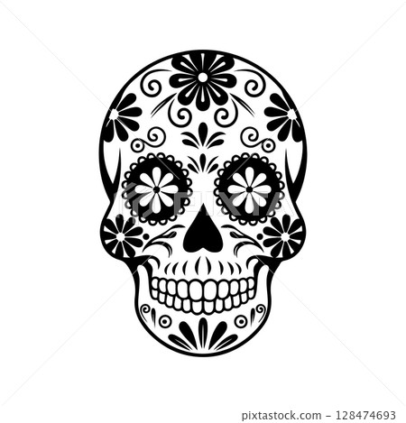 Dia de Muertos Silhouette Skull vector 128474693