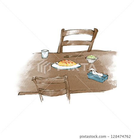 附煎蛋捲的餐桌 附煎蛋捲的餐桌 128474762