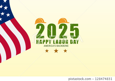 Happy Labor Day 2025 with Flag and Helmets 128474831